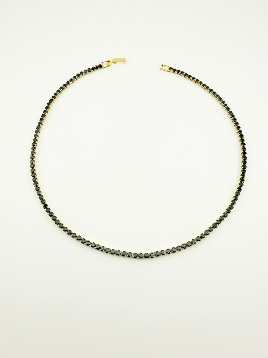 COLIER TENNIS GOLDEN NOIR 3 MM
