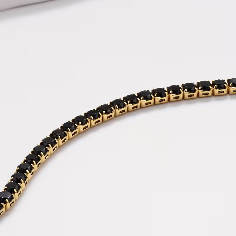 COLIER TENNIS GOLDEN NOIR 3 MM