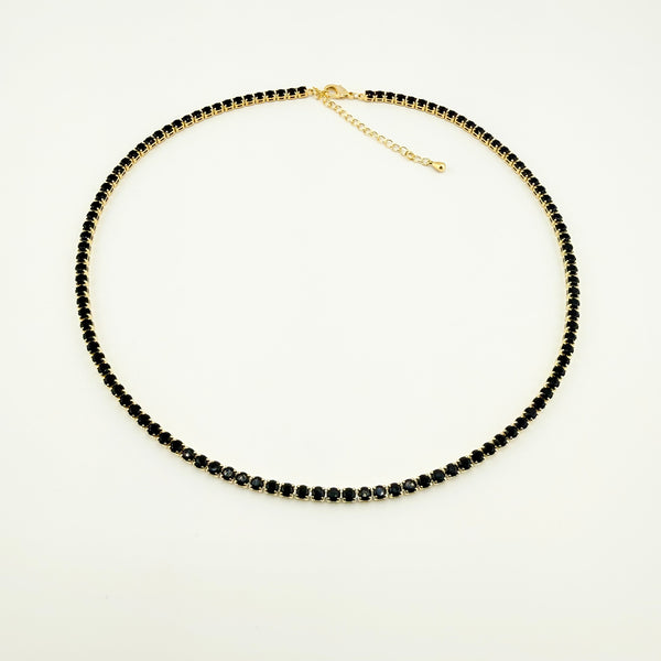 COLIER TENNIS GOLDEN NOIR 3 MM