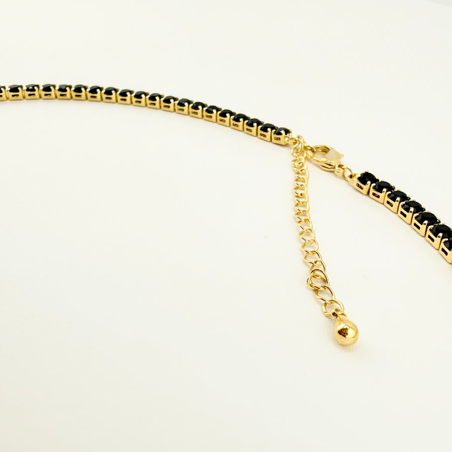 COLIER TENNIS GOLDEN NOIR 3 MM
