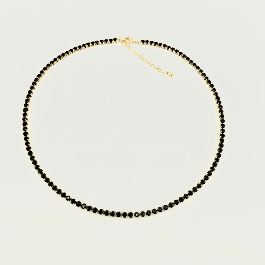 COLIER TENNIS GOLDEN NOIR 3 MM