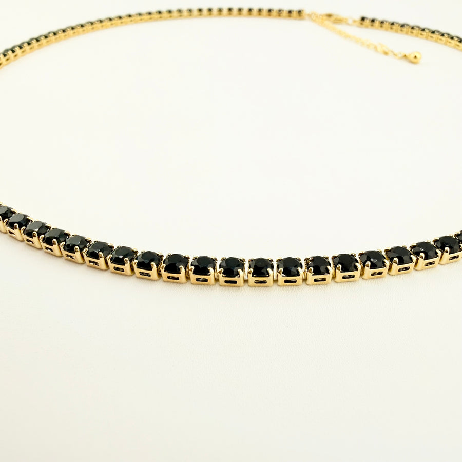 COLIER TENNIS GOLDEN NOIR 3 MM