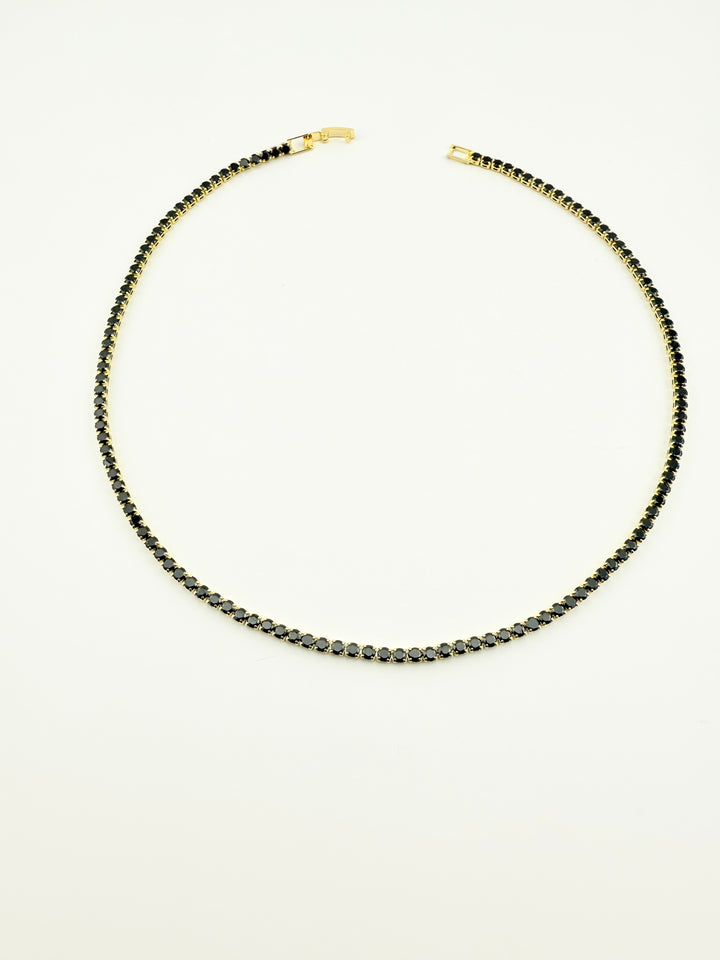 COLIER TENNIS GOLDEN NOIR 3 MM