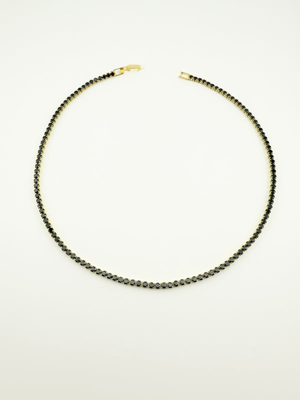 COLIER TENNIS GOLDEN NOIR 3 MM