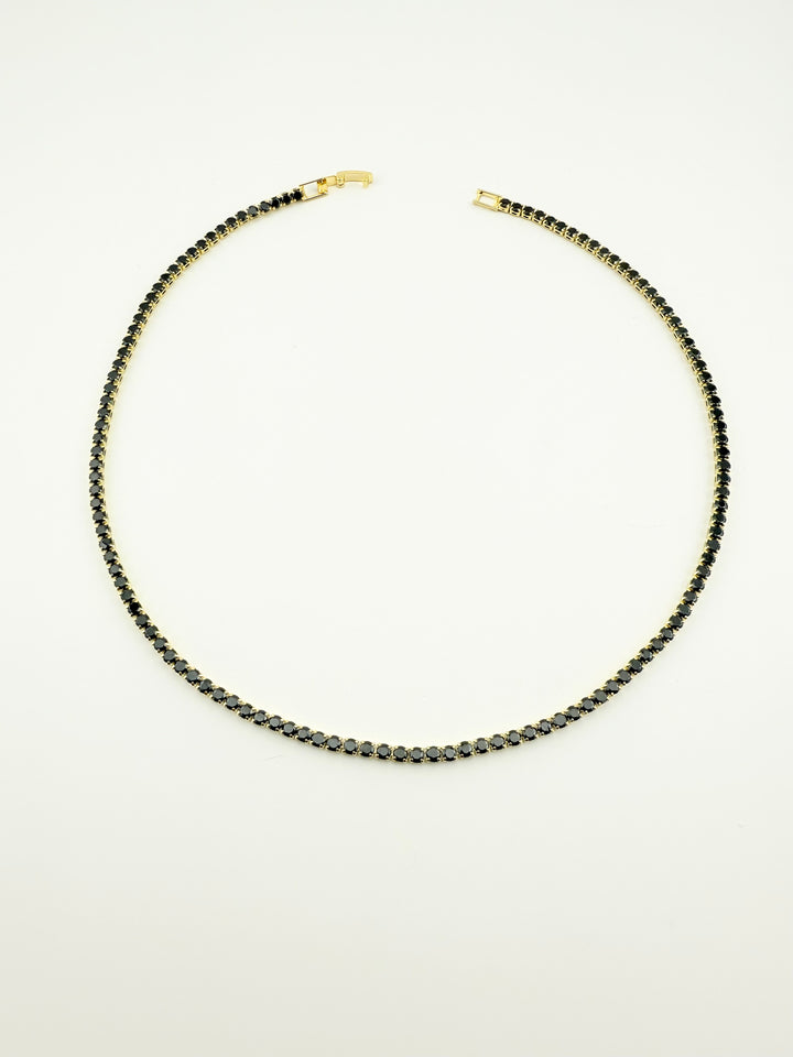 COLIER TENNIS GOLDEN NOIR 3 MM