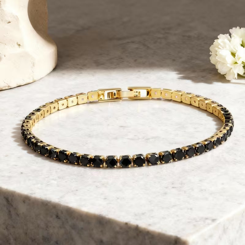 BRATARA TENNIS GOLDEN NOIR 3 MM